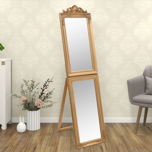 vidaXL Free-Standing Mirror Gold 50x200 cm