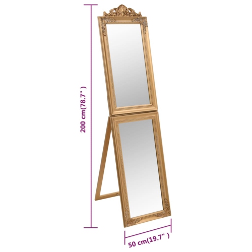 vidaXL Free-Standing Mirror Gold 50x200 cm