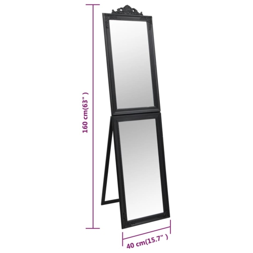 vidaXL Free-Standing Mirror Black 40x160 cm