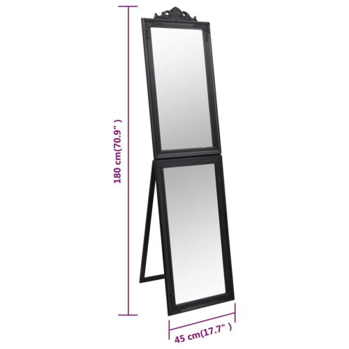 vidaXL Free-Standing Mirror Black 45x180 cm