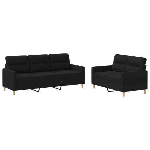 VIDAXL  2 Piece Sofa Set With Cushions Fabric In Black