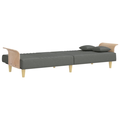 vidaXL Sofa Bed with Armrests Dark Grey Fabric