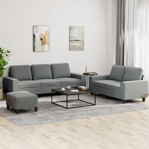 VIDAXL  3 Piece Sofa Set Dark Grey Fabric