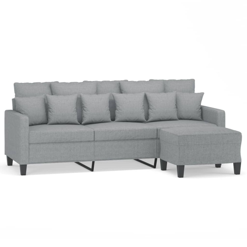 VIDAXL  3-Seater Sofa With Footstool Light 180 Cm Fabric In Grey