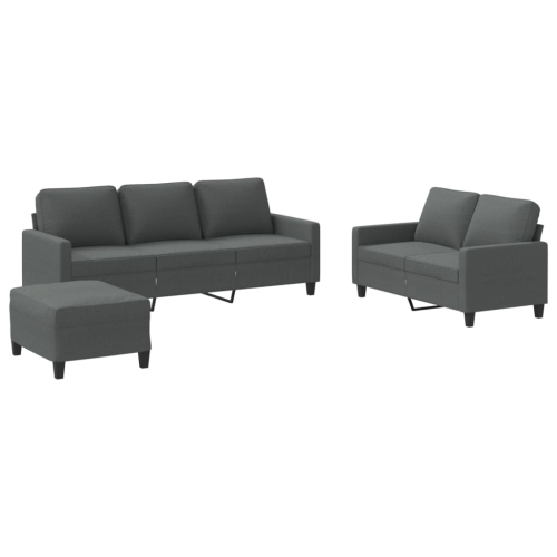 VIDAXL  3 Piece Sofa Set With Cushions Dark Fabric In Grey