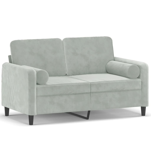 VIDAXL  2-Seater Sofa With Throw Pillows Light 120 Cm Velvet In Grey