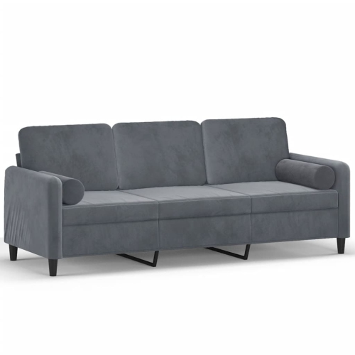 vidaXL 3-Seater Sofa with Throw Pillows Dark Grey 180 cm Velvet