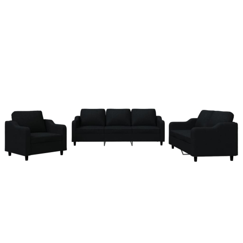 VIDAXL  3 Piece Sofa Set With Cushions Fabric In Black