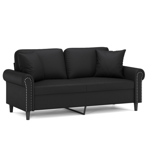 VIDAXL  2-Seater Sofa With Throw Pillows 140 Cm Faux Leather In Black