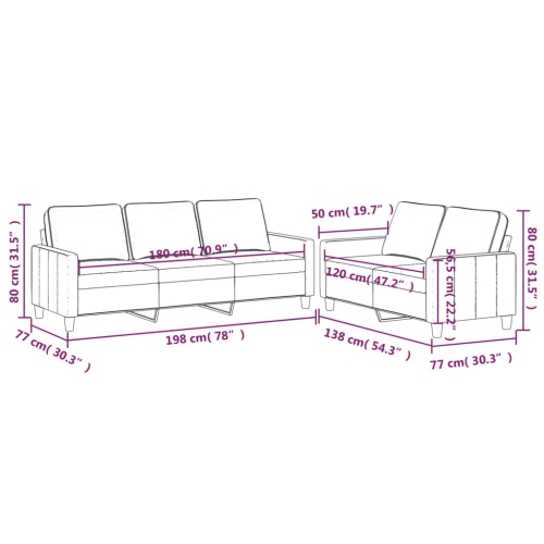 vidaXL 2 Piece Sofa Set with Cushions Dark Grey Velvet