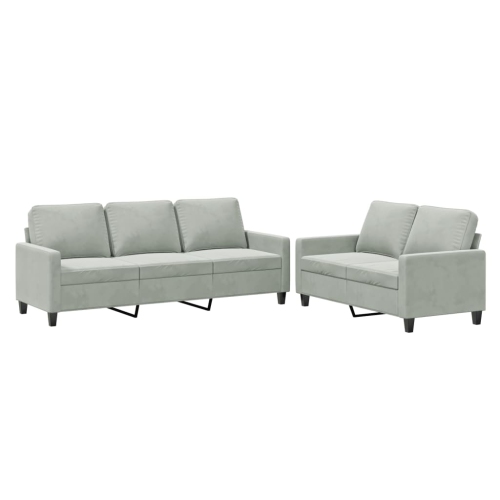 VIDAXL  2 Piece Sofa Set With Cushions Light Grey Velvet