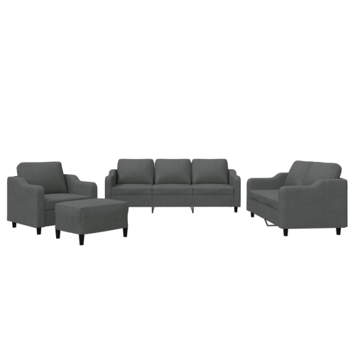 VIDAXL  4 Piece Sofa Set With Cushions Dark Fabric In Grey