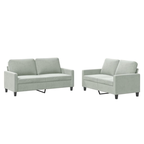 VIDAXL  2 Piece Sofa Set With Cushions Light Grey Velvet