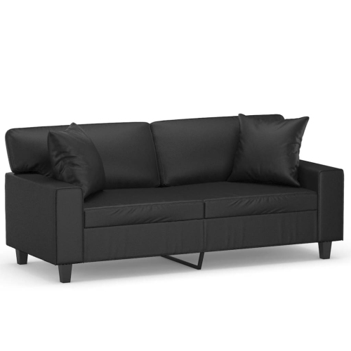 VIDAXL  2-Seater Sofa With Throw Pillows 140 Cm Faux Leather In Black