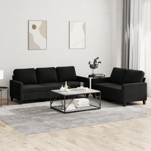 VIDAXL  2 Piece Sofa Set With Cushions Black Velvet