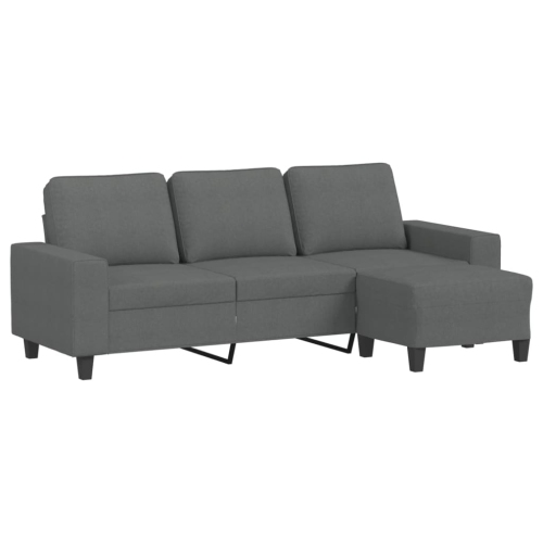 VIDAXL  3-Seater Sofa With Footstool Dark 180 Cm Fabric In Grey