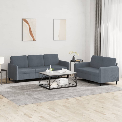 vidaXL 2 Piece Sofa Set Dark Grey Velvet