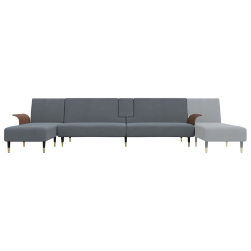 vidaXL L-shaped Sofa Bed Dark Grey 279x140x70 cm Velvet