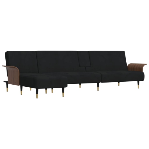 VIDAXL  L-Shaped Sofa 279X140X70 Cm Velvet In Black