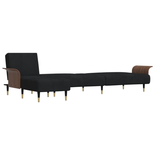 vidaXL L-shaped Sofa Black 279x140x70 cm Velvet