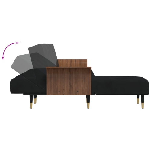vidaXL L-shaped Sofa Black 279x140x70 cm Velvet