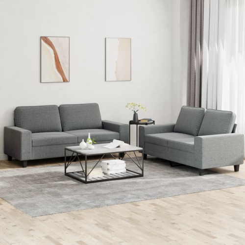 vidaXL 2 Piece Sofa Set Dark Grey Fabric