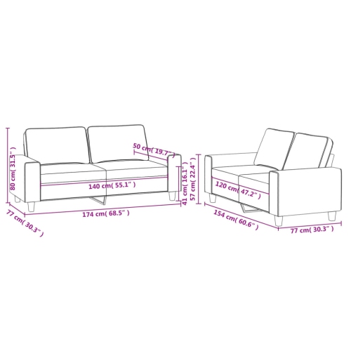 vidaXL 2 Piece Sofa Set Dark Grey Fabric