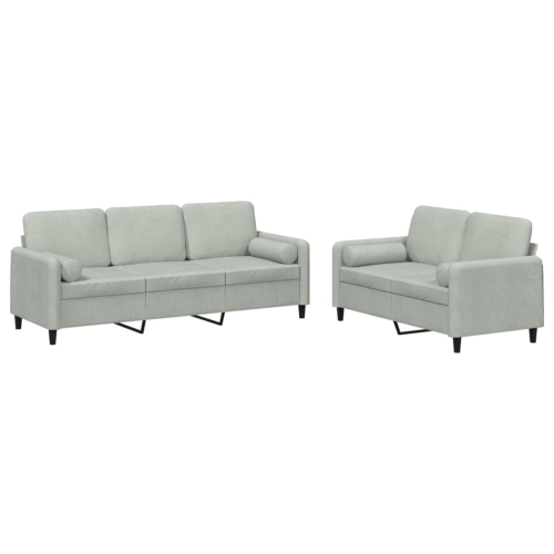 VIDAXL  2 Piece Sofa Set With Pillows Light Velvet In Grey