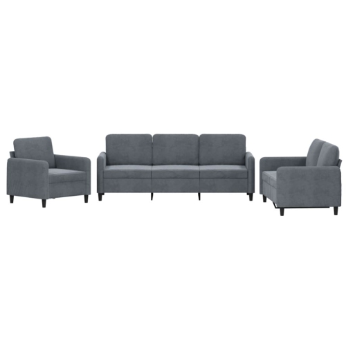 VIDAXL  3 Piece Sofa Set Dark Velvet In Grey