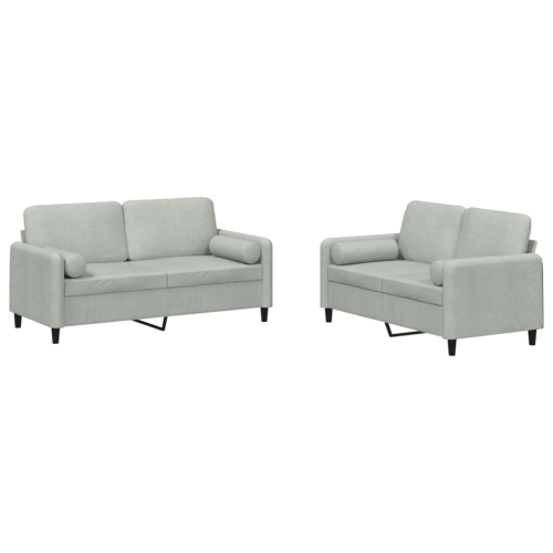 VIDAXL  2 Piece Sofa Set With Pillows Light Velvet In Grey