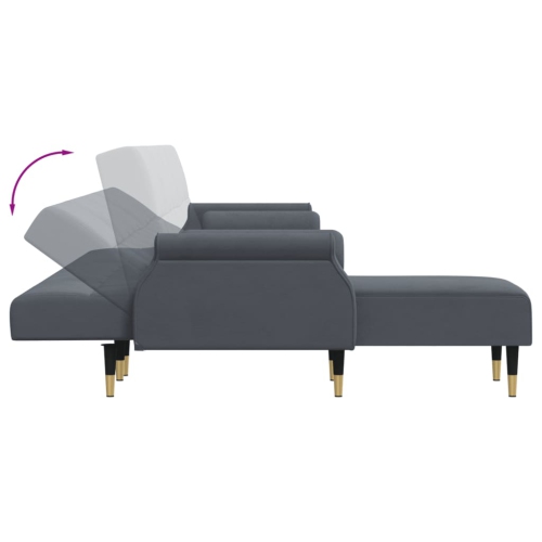 vidaXL L-shaped Sofa Bed Dark Grey 271x140x70 cm Velvet