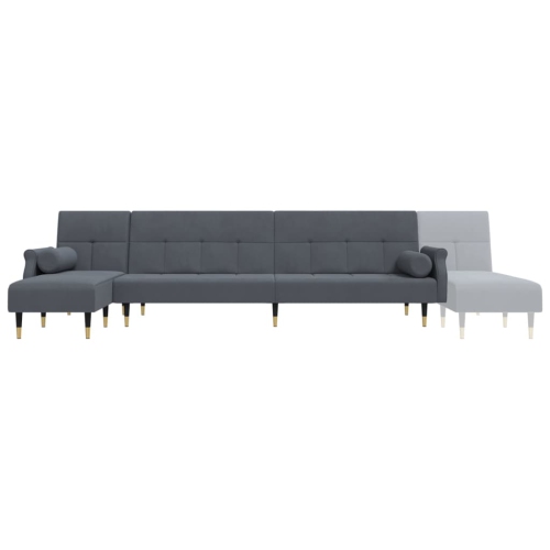 vidaXL L-shaped Sofa Bed Dark Grey 271x140x70 cm Velvet