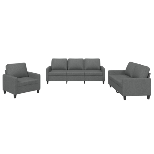 VIDAXL  3 Piece Sofa Set With Cushions Dark Fabric In Grey