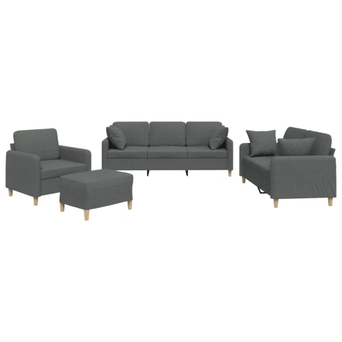 VIDAXL  4 Piece Sofa Set With Pillows Dark Fabric In Grey