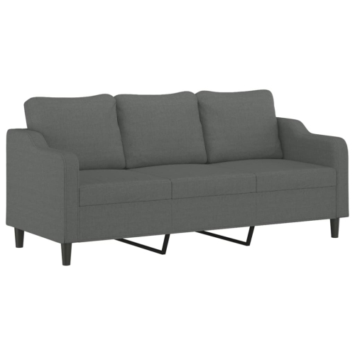 vidaXL 3 Piece Sofa Set with Cushions Dark Grey Fabric