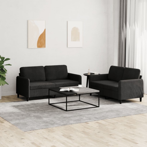vidaXL 2 Piece Sofa Set Black Velvet