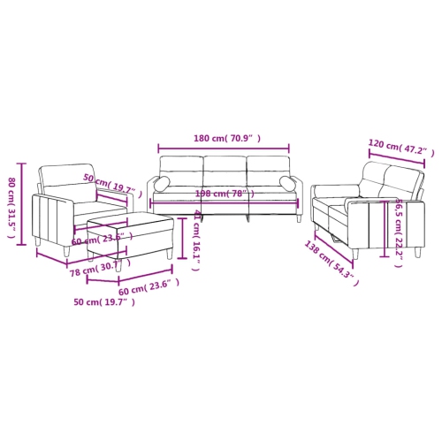 vidaXL 4 Piece Sofa Set with Pillows Dark Grey Fabric