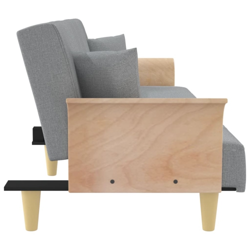 vidaXL Sofa Bed with Armrests Light Grey Fabric
