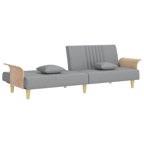 vidaXL Sofa Bed with Armrests Light Grey Fabric