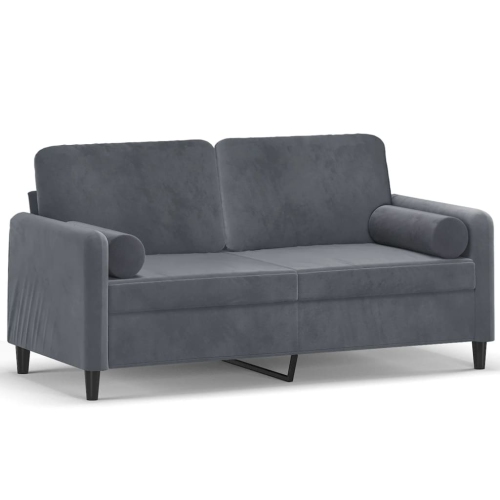 VIDAXL  2-Seater Sofa With Throw Pillows Dark 140 Cm Velvet In Grey