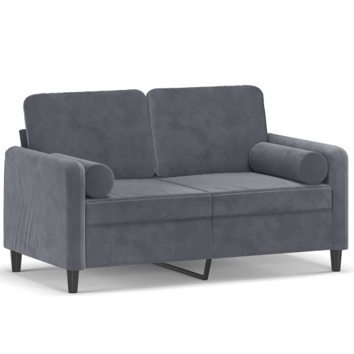 VIDAXL  2-Seater Sofa With Throw Pillows Dark 120 Cm Velvet In Grey