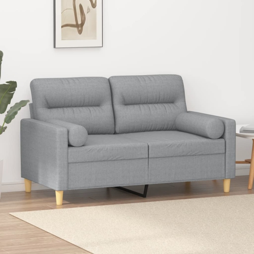 vidaXL 2-Seater Sofa with Throw Pillows Light Grey 120 cm Fabric