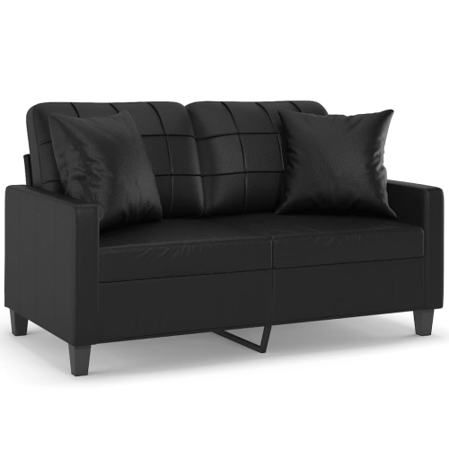 VIDAXL  2-Seater Sofa With Throw Pillows 120 Cm Faux Leather In Black