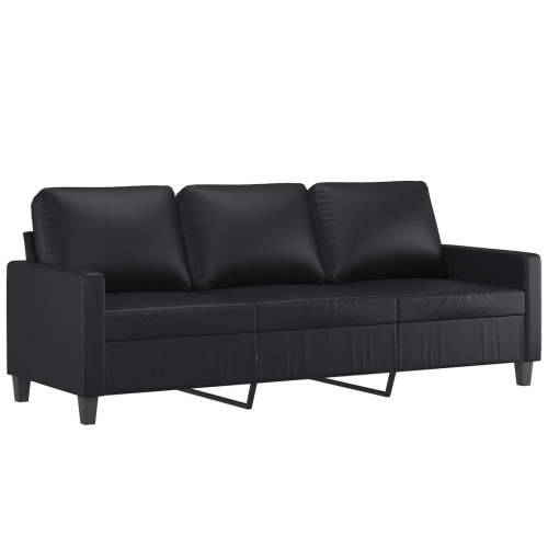 vidaXL 3-Seater Sofa with Footstool Black 180 cm Faux Leather