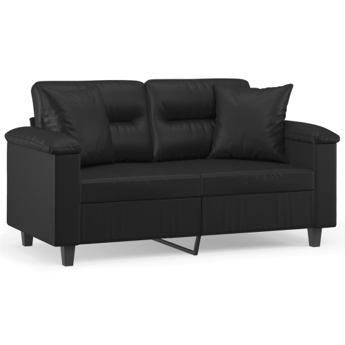VIDAXL  2-Seater Sofa With Throw Pillows 120 Cm Faux Leather In Black