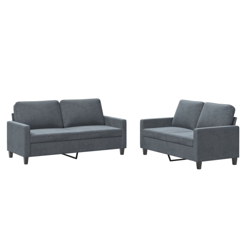 VIDAXL  2 Piece Sofa Set With Cushions Dark Velvet In Grey