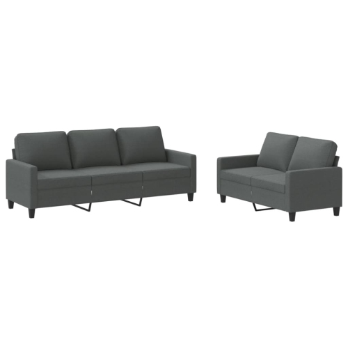 VIDAXL  2 Piece Sofa Set With Cushions Dark Fabric In Grey