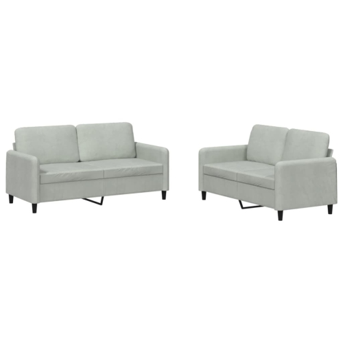 VIDAXL  2 Piece Sofa Set Light Velvet In Grey