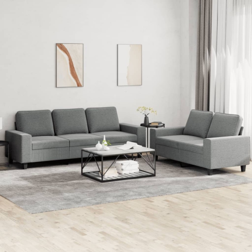 vidaXL 2 Piece Sofa Set Dark Grey Fabric