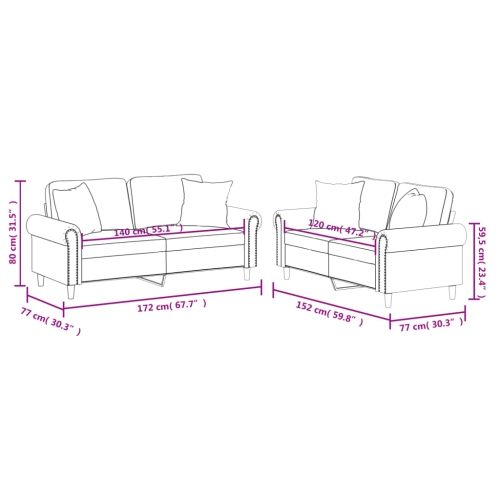 vidaXL 2 Piece Sofa Set with Pillows Black Faux Leather